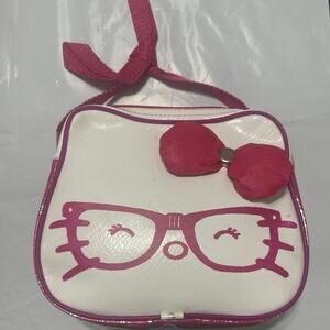 Hello Kitty pink and white metallic vinyl crossbody or messenger bag new